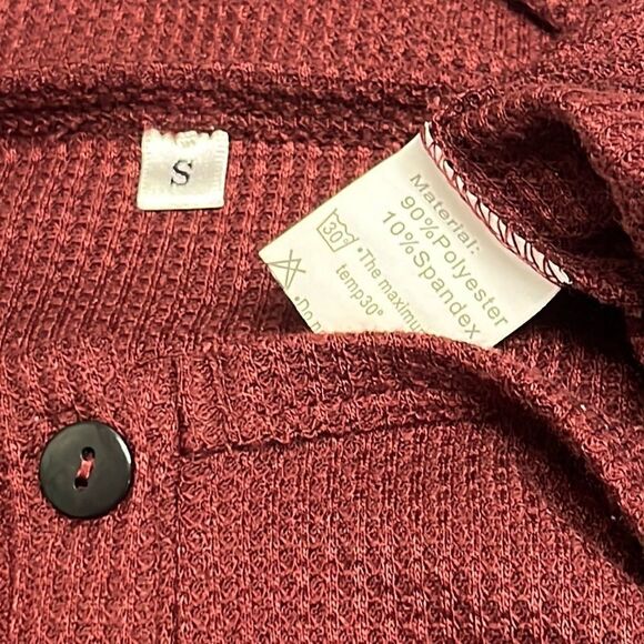 Unbranded Brick Red Pullover Long Sleeve Thermal Crew Neck Shirt- Small - Picture 7 of 8